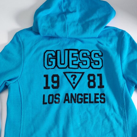 Guess full zip hoodie kangaroo pockets light blue women's youth size XL - Picture 4 of 11